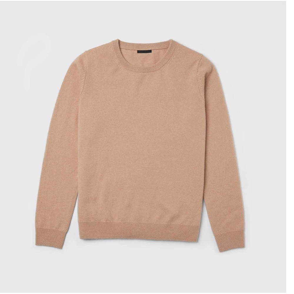 Quince Crew Neck Pullover Cashmere Sweater Tan Size Small